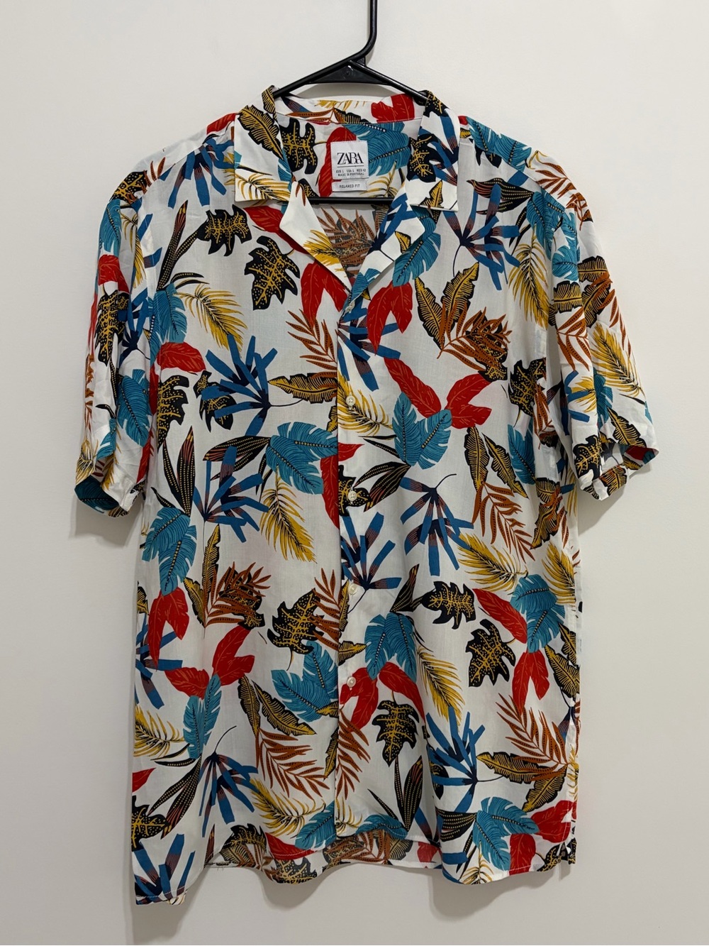 ZARA Tropical Print Short-Sleeve Shirt - Cotton Blend